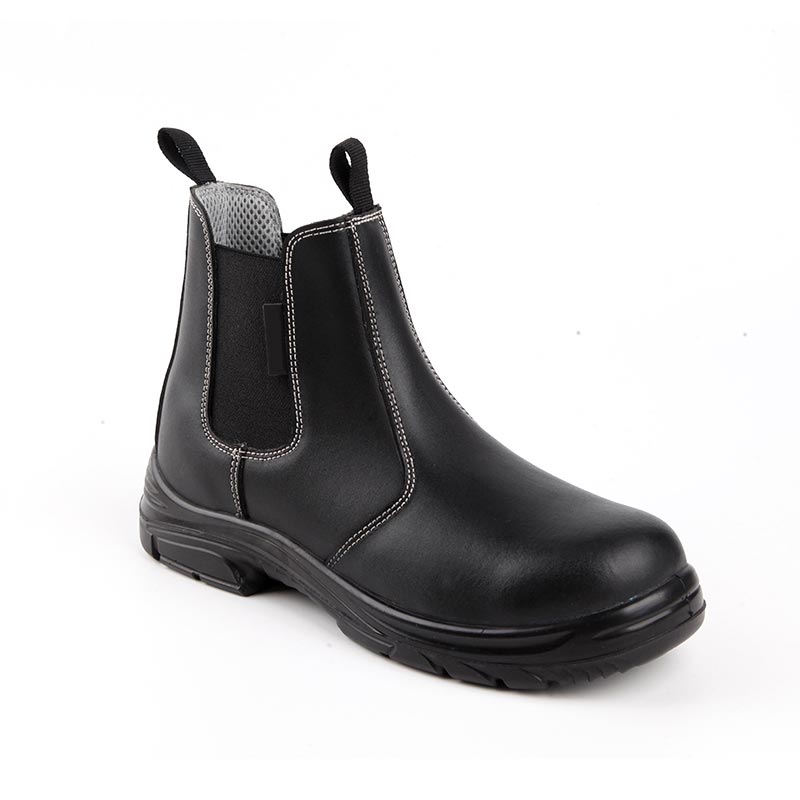 Mittelhohe, rutschfeste Arbeitsstiefel aus glattem Leder